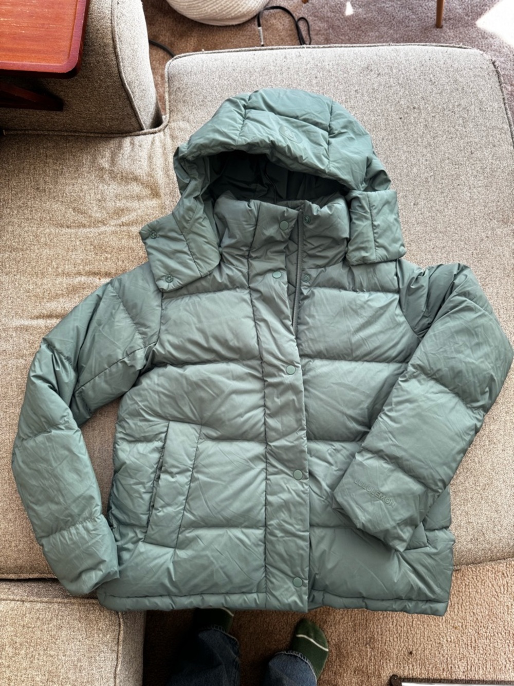 lululemon athletica Sage Green Hooded Puffer Jacket